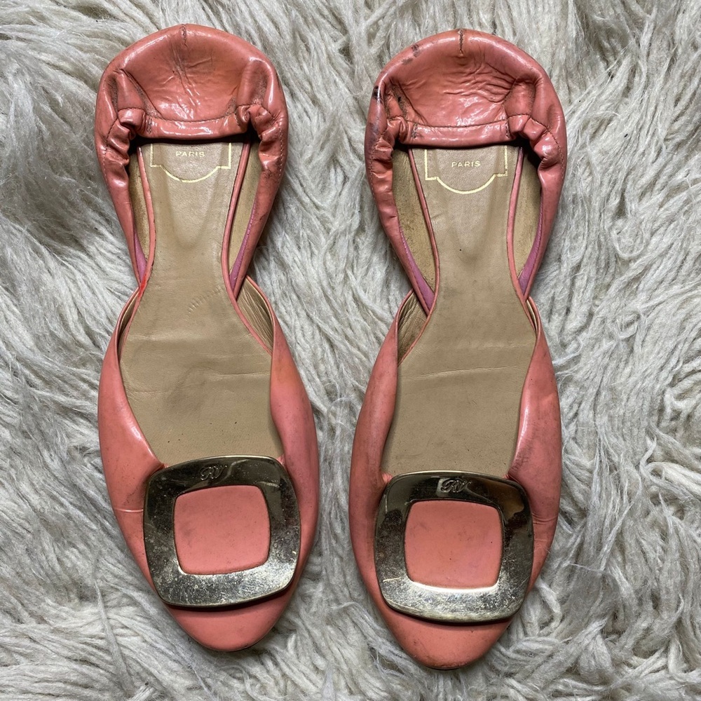 Roger Vivier Patent Leather Dorsay Buckle Ballet Flats